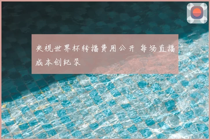 央视世界杯转播费用公开 每场直播成本创纪录